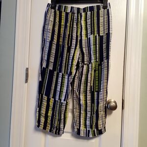 Kim Rogers Navy and Lime Striped Pants